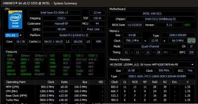 CPU: Xeon E5-2696v3 (s: 2011-3)