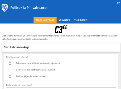 Keskkriminaalpolitsei avas küberkuritegude info ja teadete edastamise veebilehe