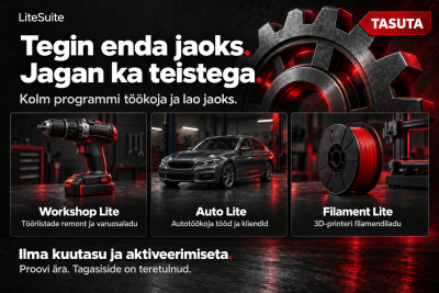 Laoprogramm - tööriista remont/auto remont/3D filamendi ladu