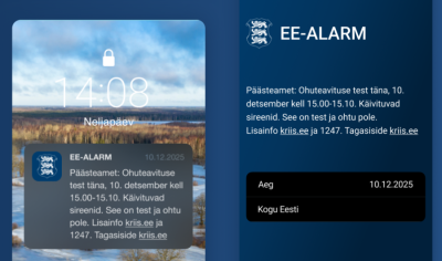 10. detsembril toimub ohuteavituse järjekordne üleriigiline test, käivitatakse ka sireenid