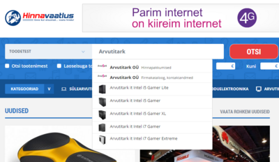 Alates tänasest on lisandunud firma hinnapakkumiste otsing
