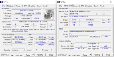 i3 10105F/i5 9400F +plaat, i7 6700, G5400, 4/8GB DDR4, 256GB SSD