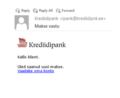 F-Secure tugikeskus hoiatab Krediidipanga nime kasutava petukirja eest