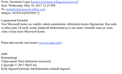 Microsofti nimel saadetakse õngitsuskirju