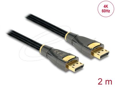 2m Delock Cable DisplayPort 1.2 male > DisplayPort male 4K 60Hz Premium