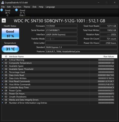 512GB Western Digital SN730 M.2 2280 NVMe SSD