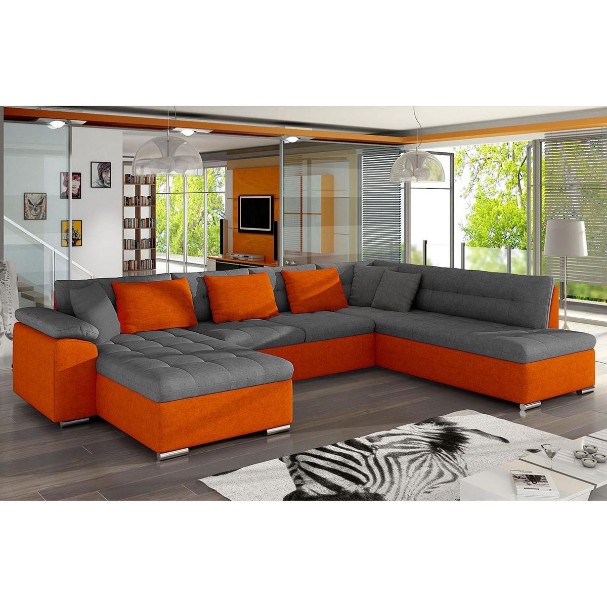 Угловой диван оранжевого цвета