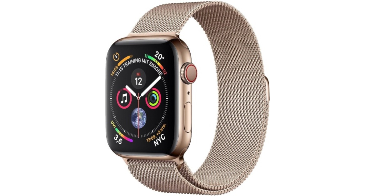 apple watch 4 gold stainless steel case with gold milanese loop