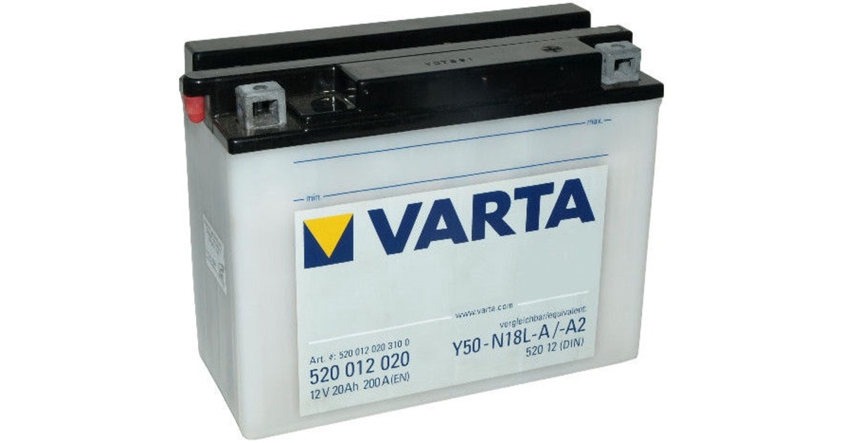 Акб ампер. Аккумулятор Varta 12v 20ah. Varta y50-n18l-a/ y50-n18l-a2. Varta Powersports Freshpack 12v 20ah y50-n18l-a (520 012 020). Varta 50 Ah.