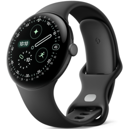 Google Pixel Watch 4 45mm Matte Black Aluminum Case/Obsidian Active Band