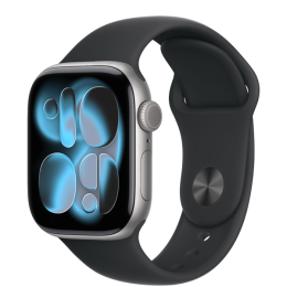 Apple Watch Series 11 GPS + Cellular 42mm Space Gray Aluminum Case with Black Sport Band - S/M