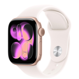 Apple Watch Series 11 GPS + Cellular 42mm Rose Gold Aluminum Case with Light Blush Sport Band - S/M