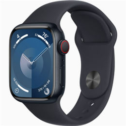 Apple Watch Series 9 GPS + Cellular 41mm Midnight Aluminum Case with Midnight Sport Band - S/M